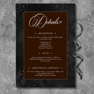 Dark Gothic Black Floral Satin Damask Brown Enclosure Card