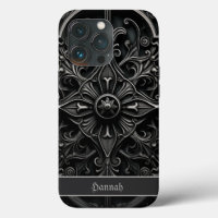 Dark Gothic Black & Grey Filigree Medallion