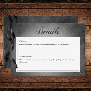 Dark Gothic Black Watercolor Moth Details Enclosure Card