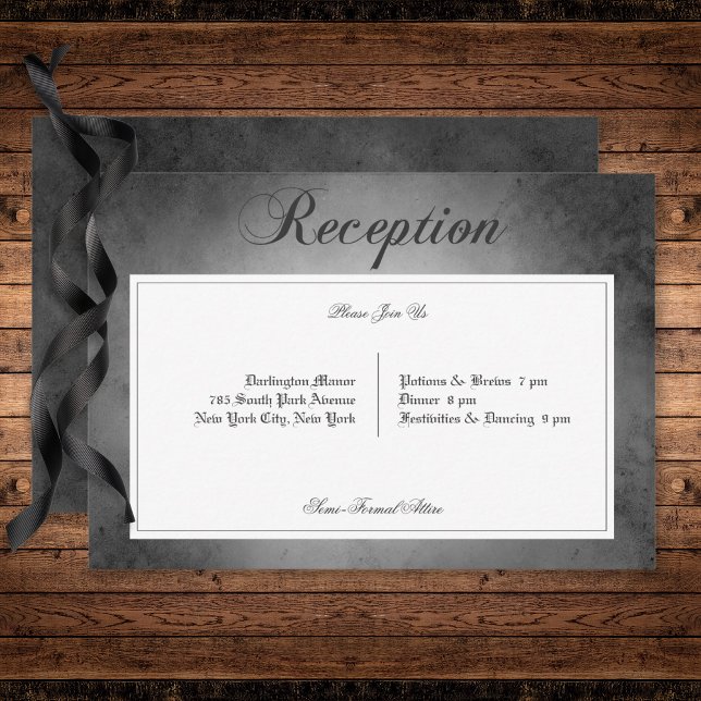 Dark Gothic Black Watercolor Moth Reception Enclosure Card (Dark Gothic Black Watercolor Moth Reception Enclosure Card)