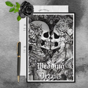 Dark Gothic Black & White Skeleton Couple Details Enclosure Card