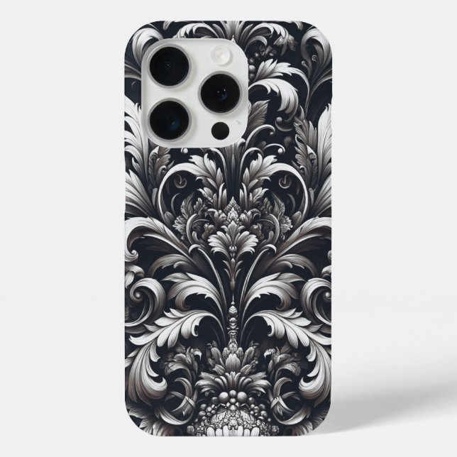 Dark Gothic Bold Ornamental Floral Pattern  Case-Mate iPhone Case (Back)