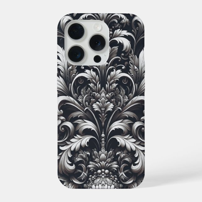 Dark Gothic Bold Ornamental Floral Pattern  iPhone Case (Back)