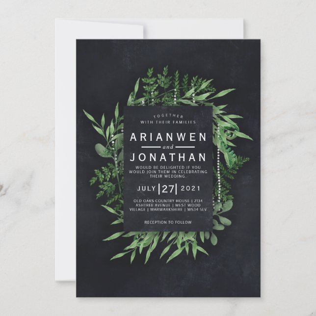Dark Gothic Botanic Design Invitation (Front)