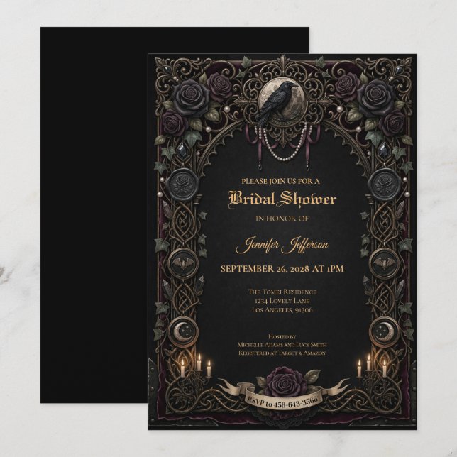 Dark Gothic Bridal Shower invitation (Front/Back)