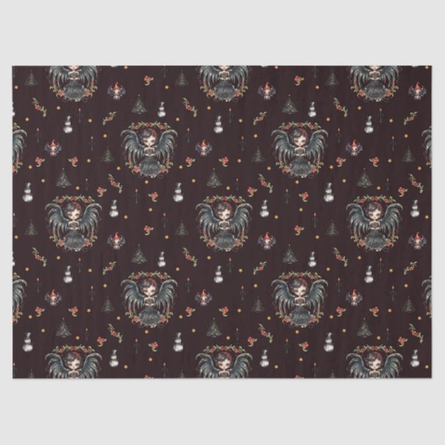 Dark Gothic Christmas Angel Tissue Paper (Front)