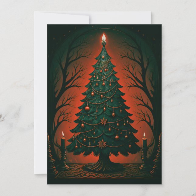Dark Gothic christmas tree Holiday Card (Front)