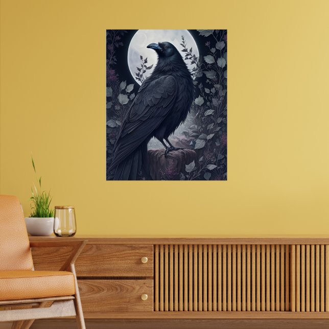 Dark Gothic Crow in Spooky Halloween Night  Poster (Living Room 2)