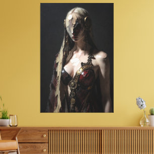 Dark Gothic Cyborg Woman Canvas Print