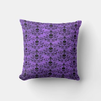 Dark Gothic Damask Floral Skull (Light Purple)