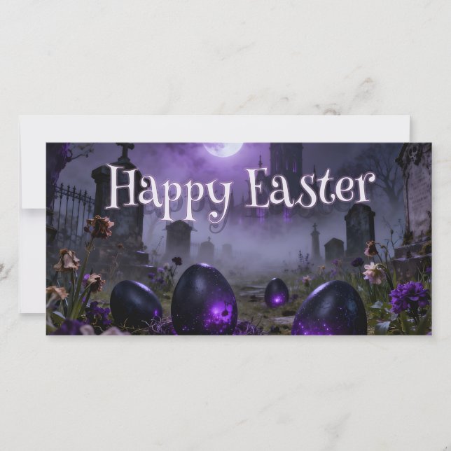 Dark Gothic Easter Scene with Glowing Eggs (Front)