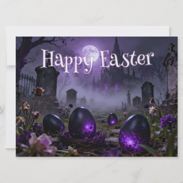 Dark Gothic Easter Scene with Glowing Eggs (Front)