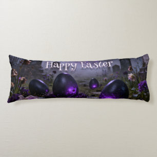 Dark Gothic Easter Scene with Glowing Eggs Body Cushion