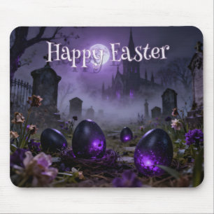 Dark Gothic Easter Scene with Glowing Eggs Mouse Mat