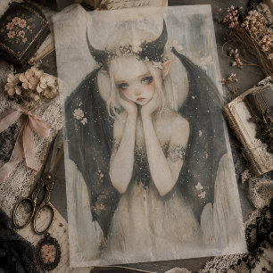 Dark Gothic Fairy with Floral Crown Decoupage Tissue Paper