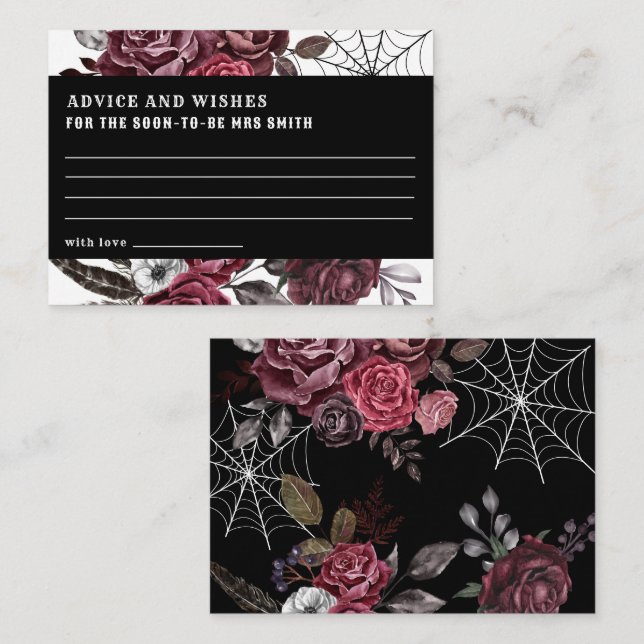 Dark gothic floral Bridal Shower Advice and wishes Enclosure Card (Front/Back)