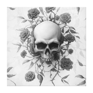 Dark Gothic Floral Rose Skull