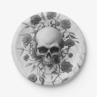 Dark Gothic Floral Rose Skull