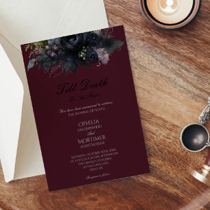 Dark Gothic Floral Till Death Formal Wedding Invitation