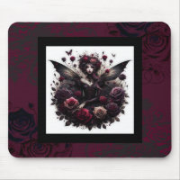 Dark Gothic Forest Fairy Floral Roses Burgundy