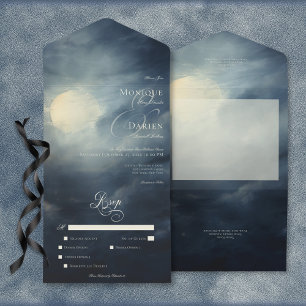 Dark Gothic Full Moon Night Sky Dinner All In One Invitation
