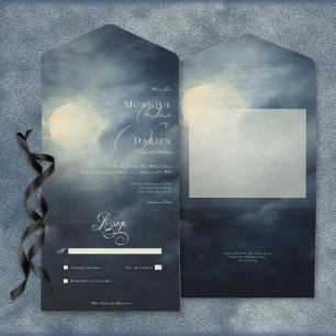 Dark Gothic Full Moon Night Sky No Dinner All In One Invitation
