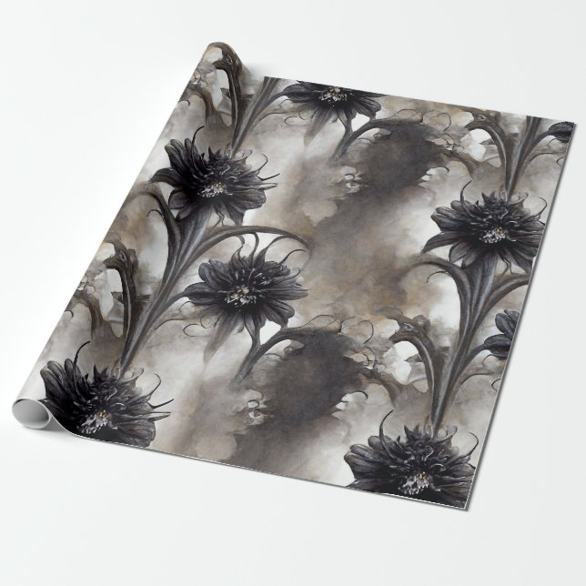 Dark Gothic Garden Gift  Wrapping Paper (Unrolled)