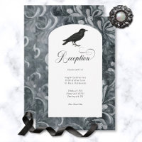 Dark Gothic Grey & Black Damask & Ravens Reception