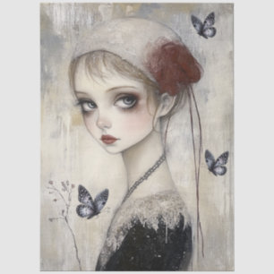 Dark Gothic Grunge Girl Decoupage Tissue Paper