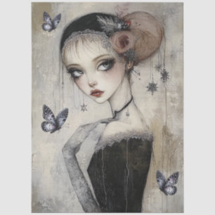 Dark Gothic Grunge Girl Decoupage Tissue Paper