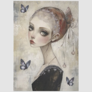 Dark Gothic Grunge Girl Decoupage Tissue Paper
