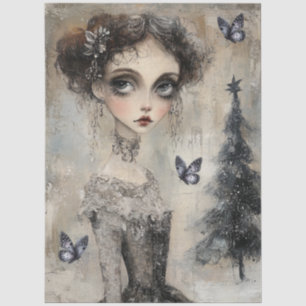 Dark Gothic Grunge Girl Decoupage Tissue Paper