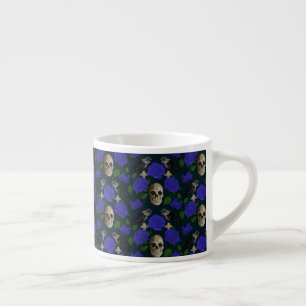 Dark Gothic Grungy Rose Vines Raven Skull blue Espresso Cup