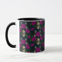 Dark Gothic Grungy Rose Vines Raven Skull pink