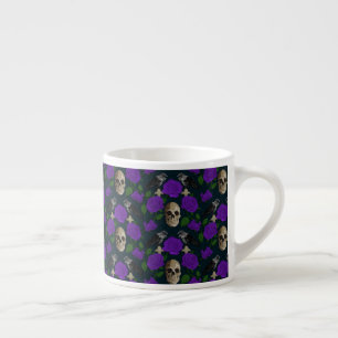 Dark Gothic Grungy Rose Vines Raven Skull purple Espresso Cup