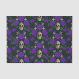 Dark Gothic Grungy Rose Vines Raven Skull purple Tissue Paper