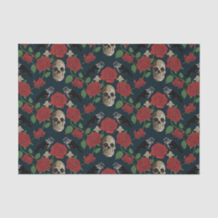 Dark Gothic Grungy Rose Vines Raven Skull red Tissue Paper