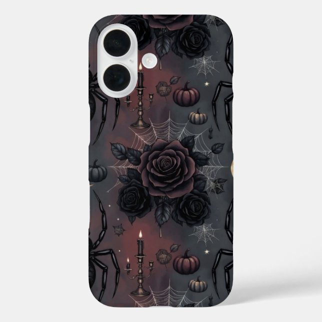 Dark Gothic Halloween Seamless Pattern: Spiders, B Case-Mate iPhone Case (Back)