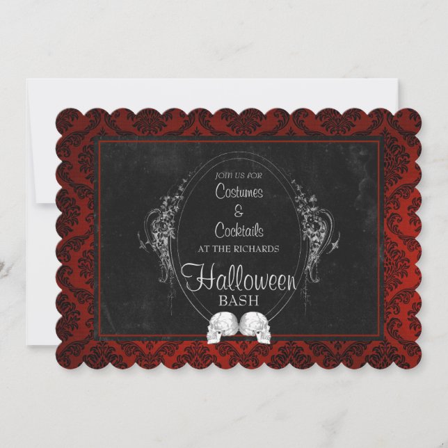 Dark Gothic Halloween Skulls Invitation (Front)
