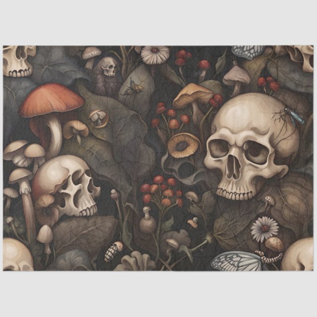 Dark gothic Halloween skulls tissue decoupage  Tissue Paper (Front)