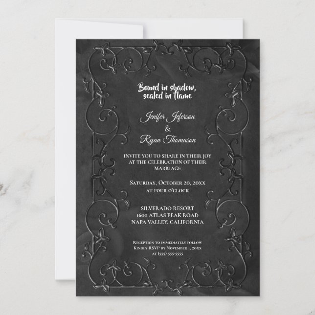 Dark Gothic Halloween wedding Invitation (Front)