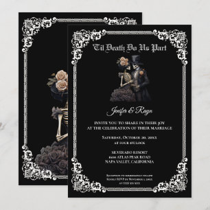 Dark Gothic Halloween wedding Invitation