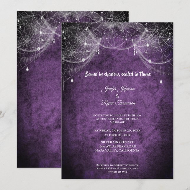 Dark Gothic Halloween wedding Invitation (Front/Back)
