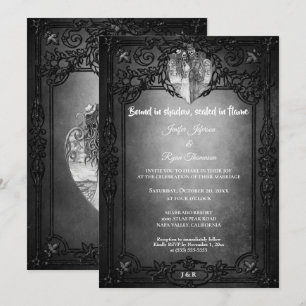 Dark Gothic Halloween wedding invitation
