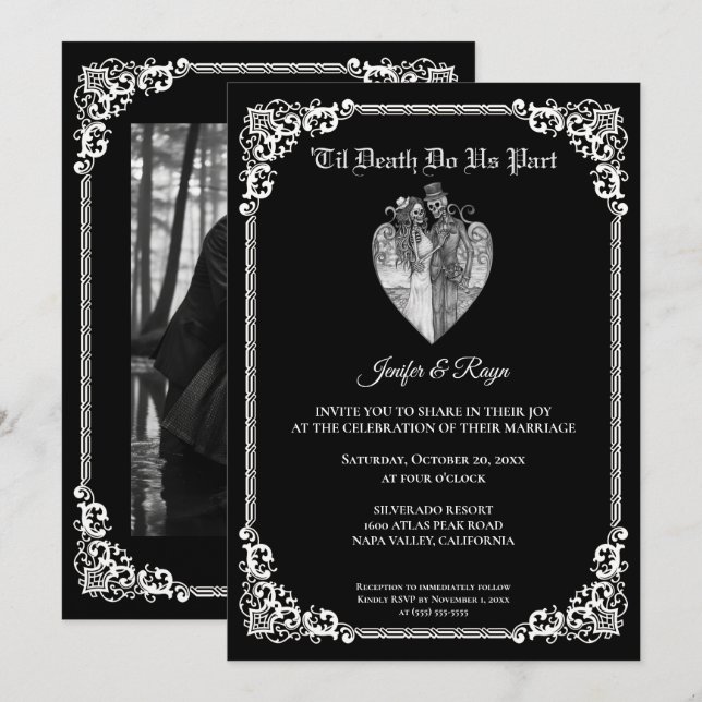 Dark Gothic Halloween wedding Invitation (Front/Back)