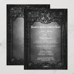 Dark Gothic Halloween wedding invitation