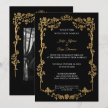 Dark Gothic Halloween wedding Invitation