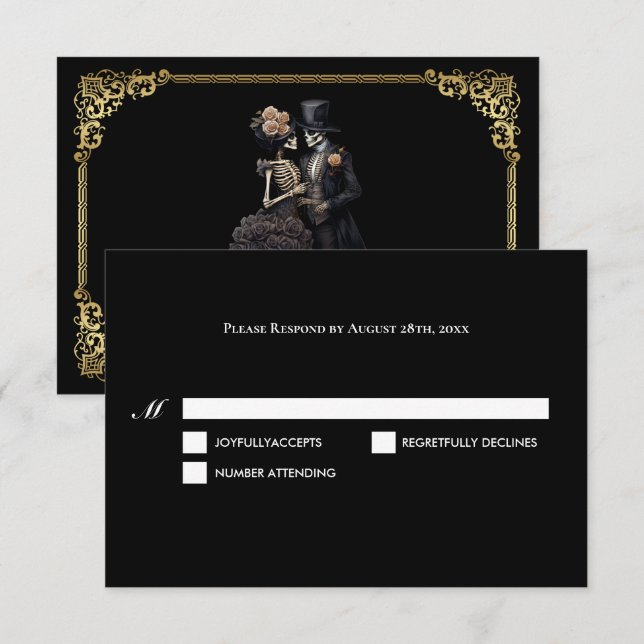 Dark Gothic Halloween Wedding RSVP Card (Front/Back)