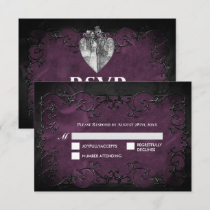 Dark Gothic Halloween Wedding RSVP Card