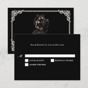 Dark Gothic Halloween Wedding RSVP Card